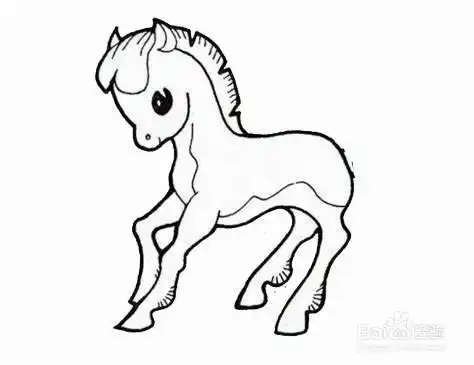 奔跑的棕色小马驹的简笔画