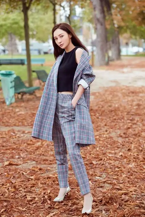 姚笛穿格子西裤姚笛最美国内写真姚笛腿姚笛穿高跟鞋姚笛西装姚笛街拍