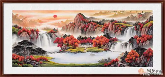 聚宝盆山水画作品八方来财财源不断