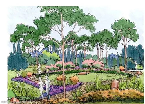 关键词:建筑手绘系列 建筑 手绘 花园 广场 植物 建筑插画 设计 环境