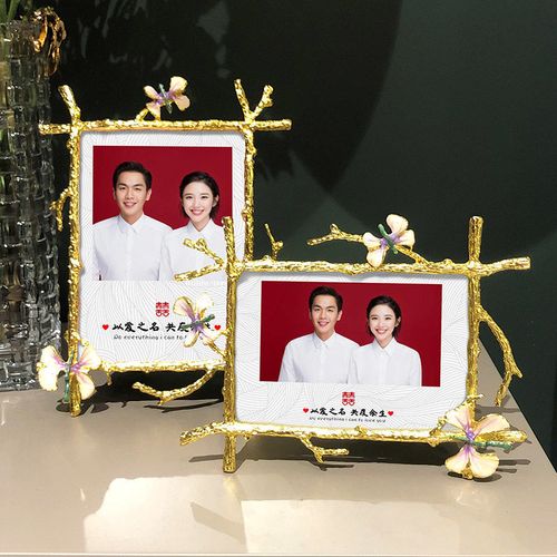 轻奢金属创意4寸6寸7寸8寸10寸结婚登记照情侣个性照片框北欧摆台