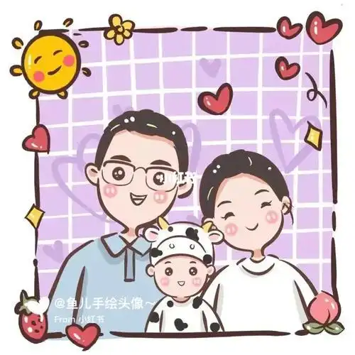 幸福的一家三口四口五口简笔画头像全家福