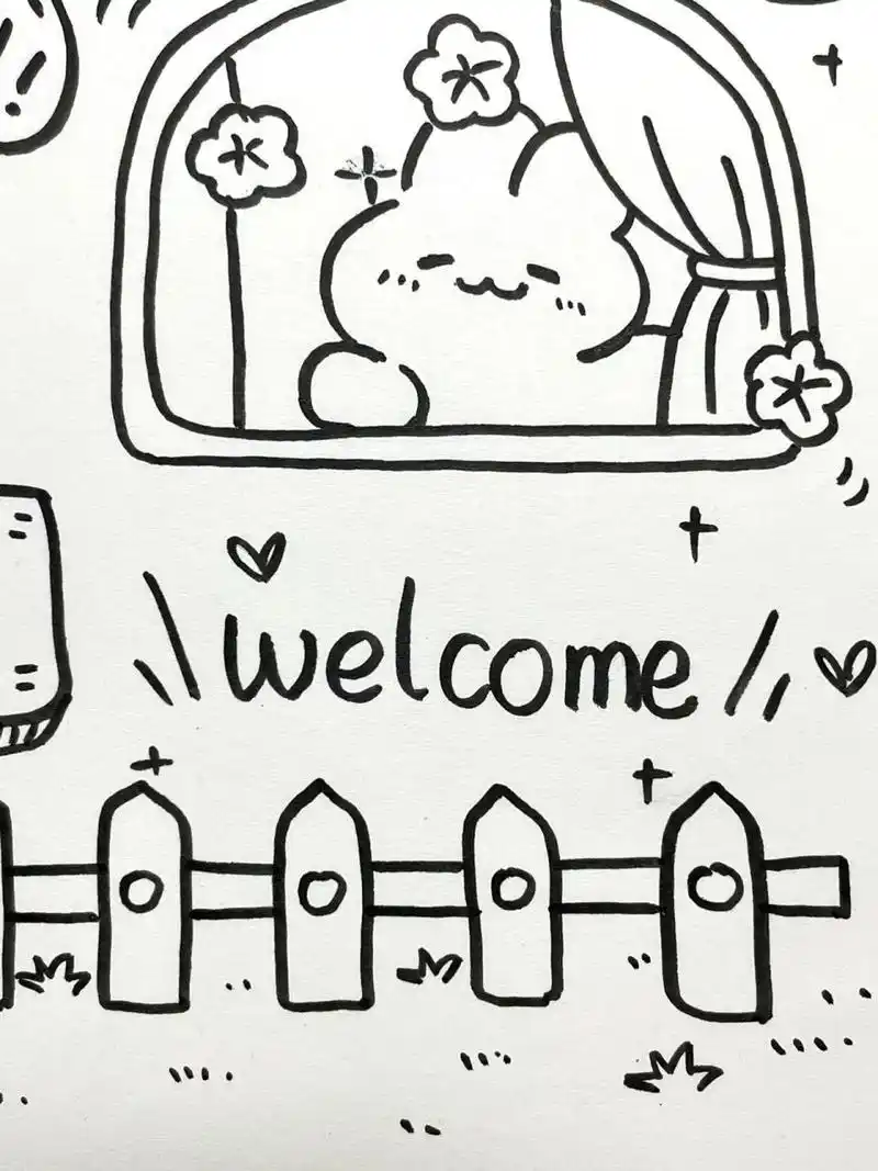 180|超萌小兔子简笔画手帐素材～很难不爱 96有谁会不喜欢这么可爱