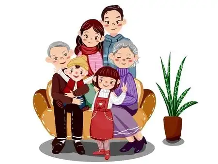 全家福国际家庭日手绘卡通全集原创素材