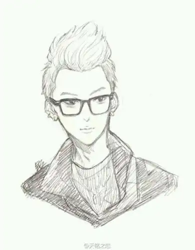 q版黄子韬简笔画黑白