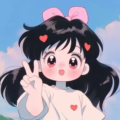 比耶的小女孩头像图片 ai绘画动漫女孩开心的笑比耶女生头像