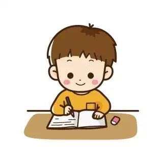 男孩做作业简笔画