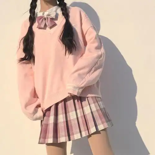 jk制服冬季全套校园风jk裙女秋套装学生校服学院风校供感毛衣 水兰