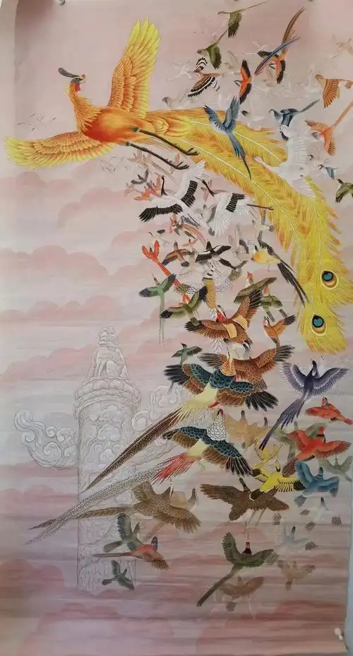 《百鸟朝凤图》180/96厘米,两幅作品对比,您喜欢那一幅[比心