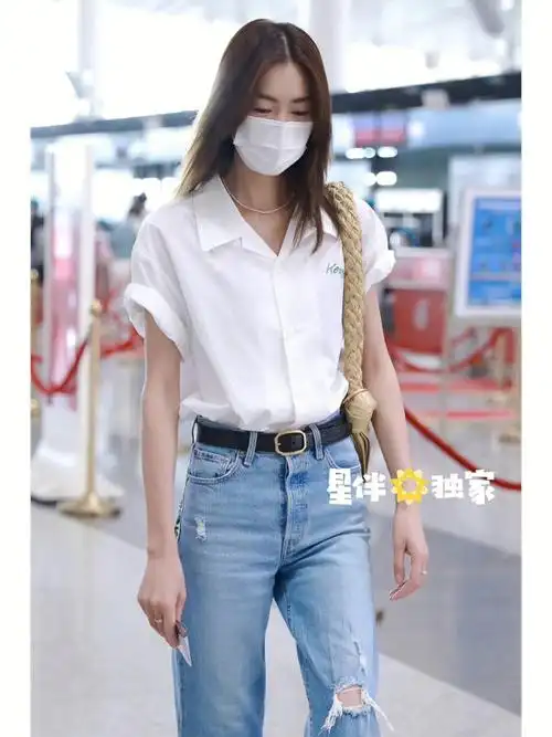 刘雯夏日清爽私服穿搭