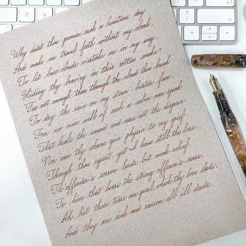 手写花体英文莎士比亚十四行诗3476