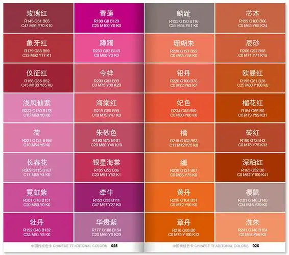 中式传统印刷色卡中文颜色名称配色色彩搭配国际标准印刷四色色谱淘宝