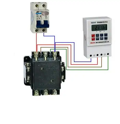 电工师傅您好,求一个cjt1-20交流接触器,kg316t微电脑时控开关的接线