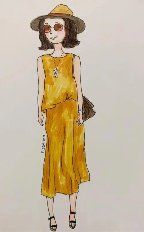手绘穿搭让人眼前一亮看多了各类时尚杂志和博主穿搭配色也都很日常