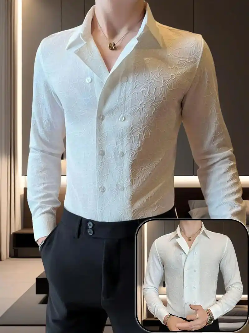 男士春秋韩版痞帅花衬衣