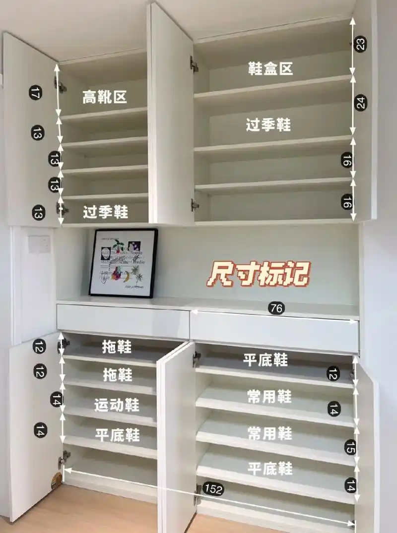 可以收纳100双鞋子的入户鞋柜!附尺寸图 我可太优秀了 哈哈哈 邻居看