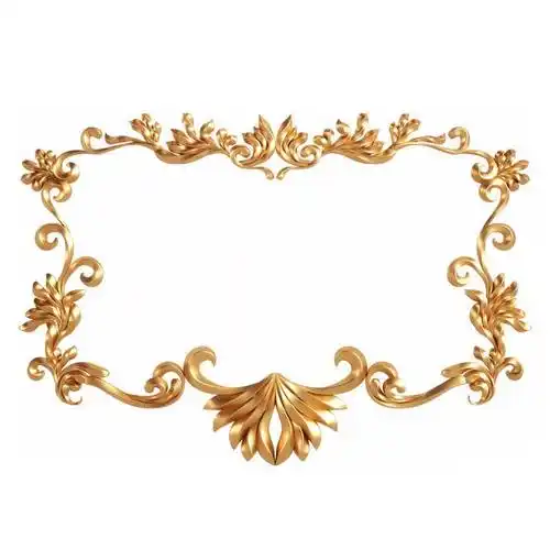 3d立体风格金色欧式图案组成的方形边框装饰6528420免抠图片素材