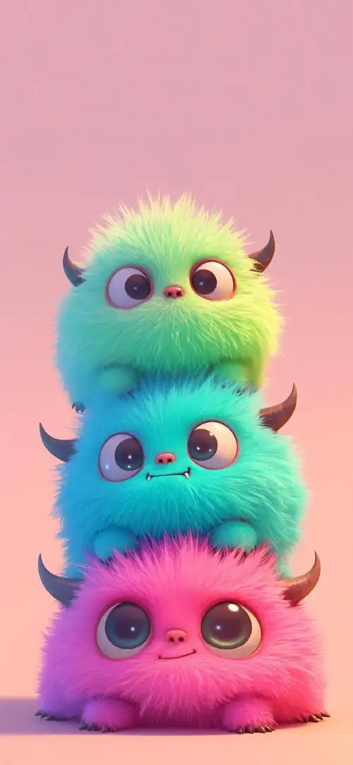 可爱毛茸茸的小怪兽壁纸#手机壁纸