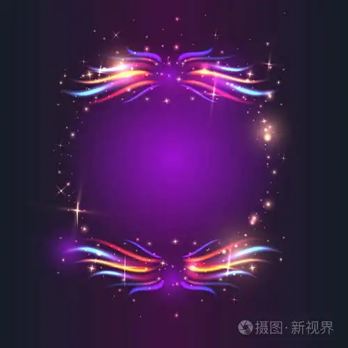 火焰圈与五颜六色的火焰和霓虹灯运动效果的紫色背景与边框为封面海报