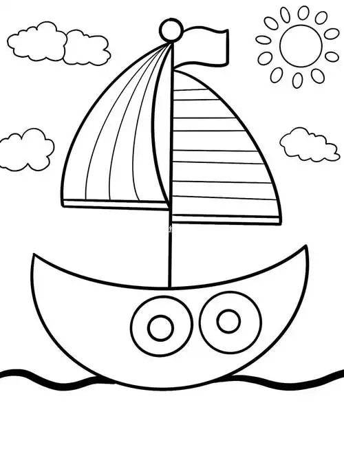 帆船儿童画小船简笔画卡通画