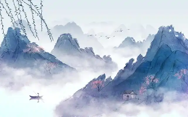 古风水墨山水原创插画素材初伏黑色禅意海报三伏天初伏头伏ui手机海报