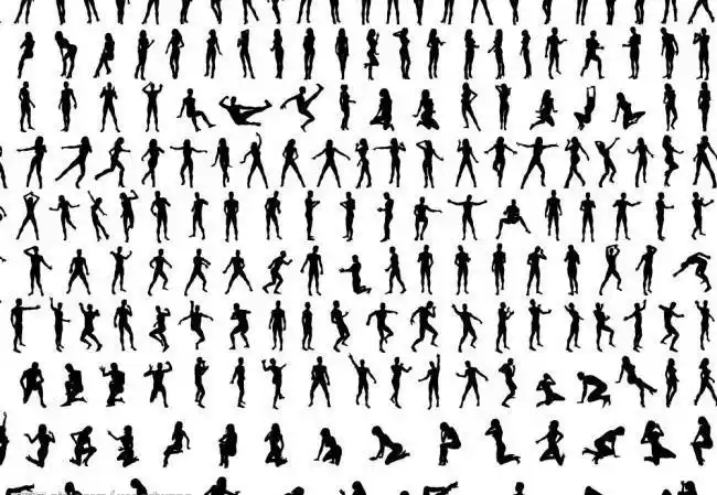 各种人物姿势剪影矢量素材图片