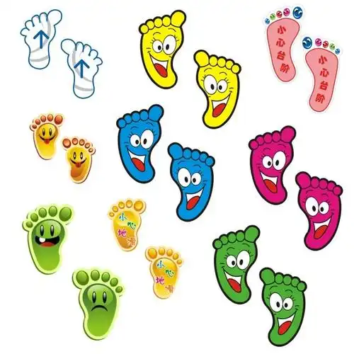 幼儿园学校可爱小脚丫贴纸足印迹地贴 可爱小标贴 地贴纸防水定制