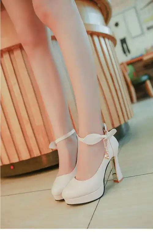 季新款女士一字扣单鞋女鞋防水台甜美公主鞋 黑色 35【图片 价格 品牌