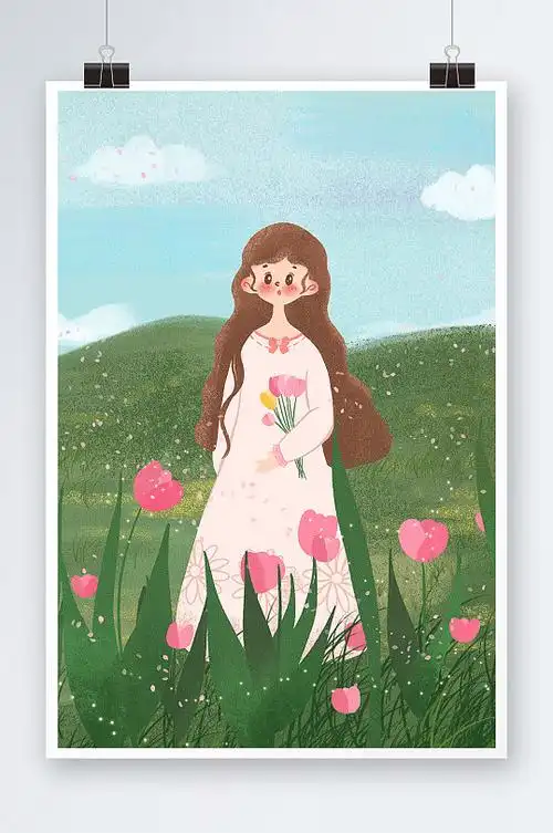 唯美治愈系女孩手绘插画设计