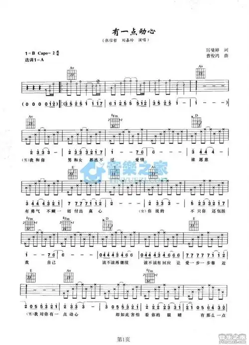 有一点动心吉他谱张信哲