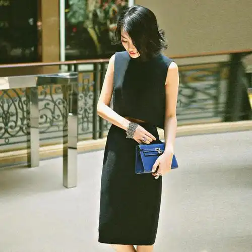 lunalimited2015夏季女神气质藏蓝拉链中裙半身裙bq00404