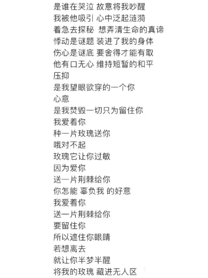 无人区玫瑰(完整版歌词) 原创: 想给我唱的可以先关注,我可以给大家