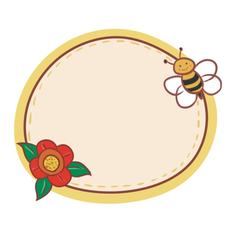 卡通花朵蜜蜂边框插画图片