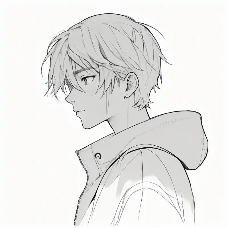 96黑白素描风男生侧颜头像90 探索黑白素描的魅力,男生的侧脸轮廓