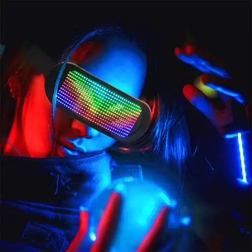 变身赛博朋克led全彩炫酷蓝牙发光眼镜科幻太阳眼镜