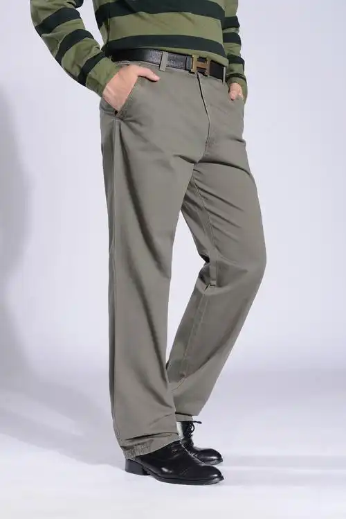 男裤休闲裤直筒纯棉中老年商务秋款宽松普通款冬季爸爸裤秋季新款