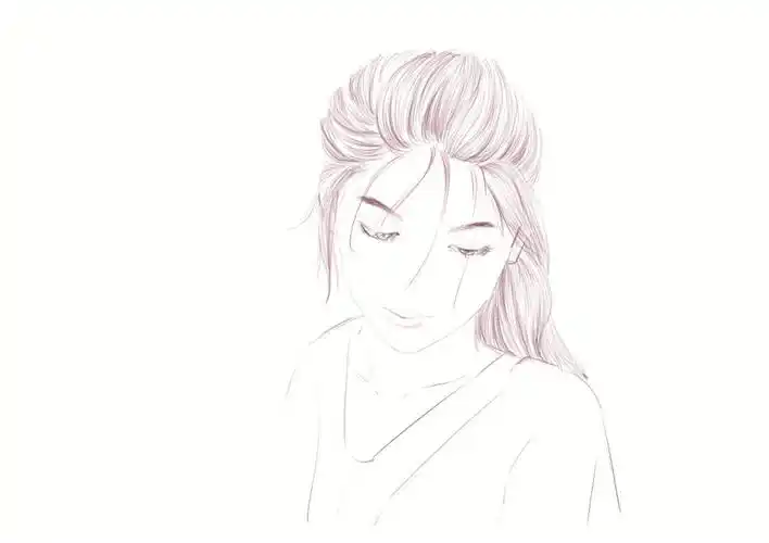 低头看角度女孩头像