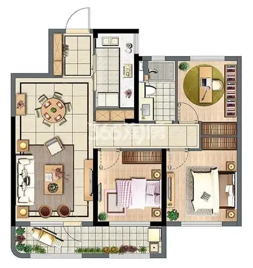 今天看一款刚需户型,建筑面积100平,你一定见过!可以称之为模版户型.