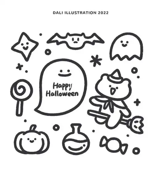 不给97就捣蛋06今天画了些万圣节的小元素简单的简笔画涂鸦97很