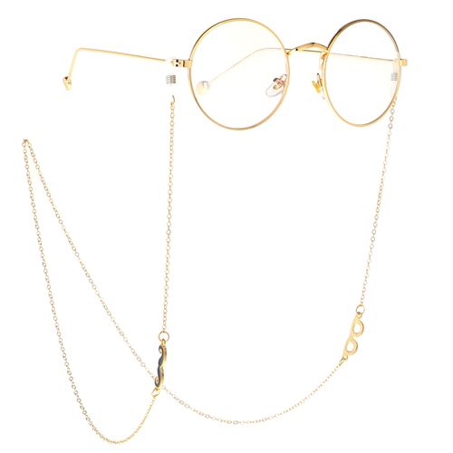 防滑流行金属眼镜绳金色胡子眼镜吊坠手工眼镜链网红同款