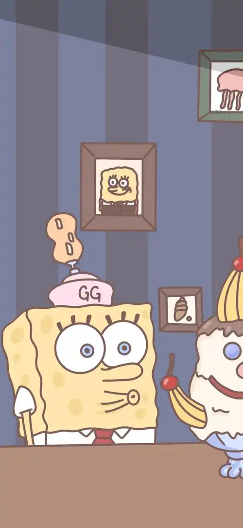 动漫壁纸 - 海绵宝宝 cr:@见水印 渐变纯色/手绘壁纸/聊天背景/小清新