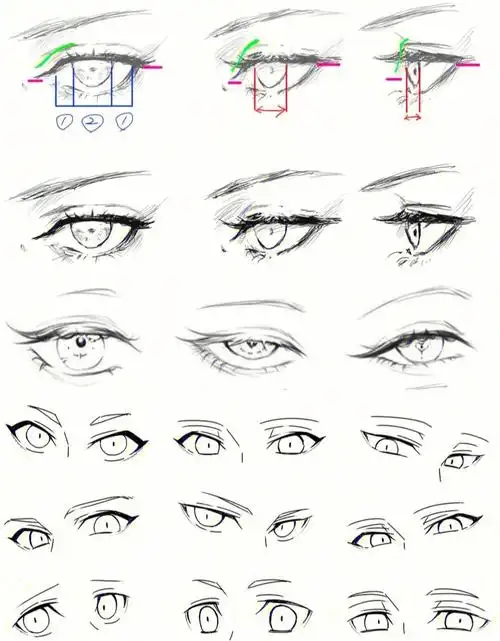 眼睛线稿板绘临摹供参考