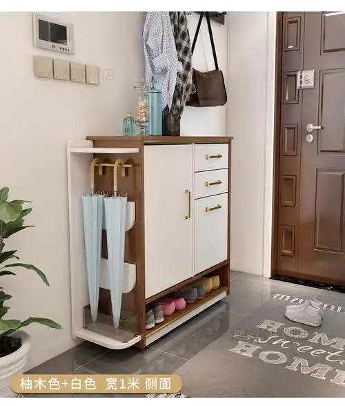 鞋柜玄关柜门厅柜中式入户鞋柜家用大容量门口外面过道楼梯带凳1米不