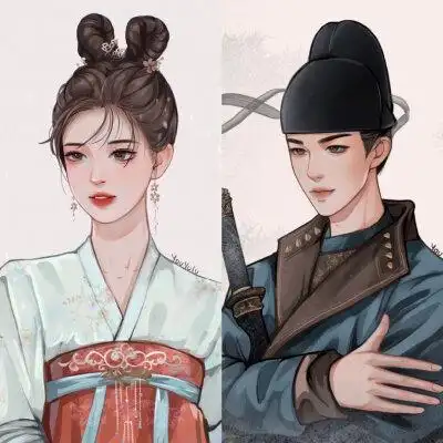 长歌行情侣头像壁纸图源插画师@鹿屿游- 李长歌×歌隼 李乐嫣×皓都