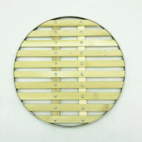 竹篦子 竹篦厨房不锈钢包边竹蒸格 厨房工具 蒸笼布 地摊货源