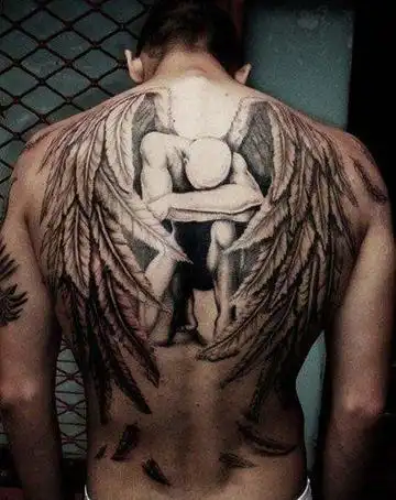 满背天使纹身图案