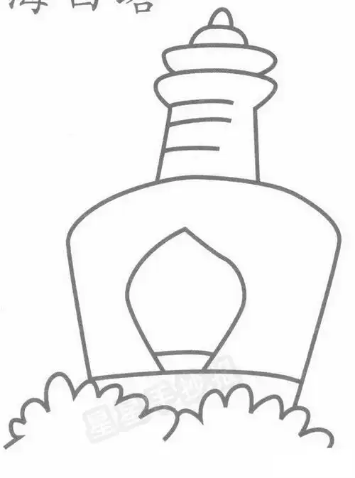 北海白塔简笔画_动漫人物_儿童简笔画大全_可乐云-日本动漫