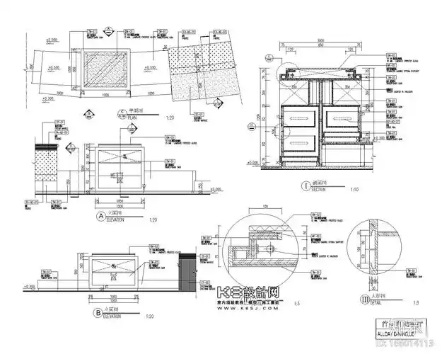 酒店自助餐厅台节点详图施工图下载
