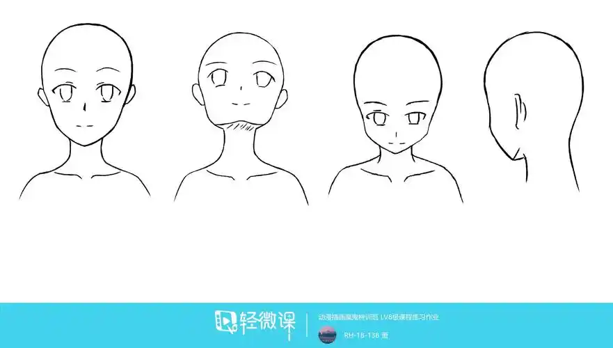 作业:动漫人物头部仰视,俯视的画法训练 - rh-18-138 萧 - 轻微课
