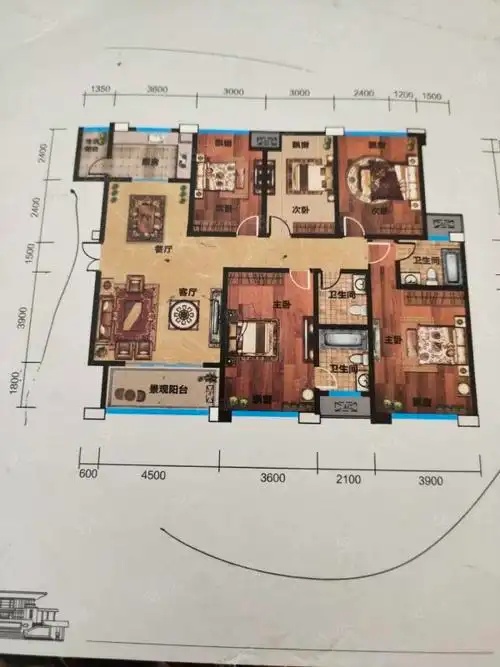豪庭c区大平层,5室两厅三卫,双主卧.一手合同首付百分之30